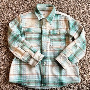 Crewcuts Plaid Green and Cream Heavyweight Soft Knit Shirt in Size 6